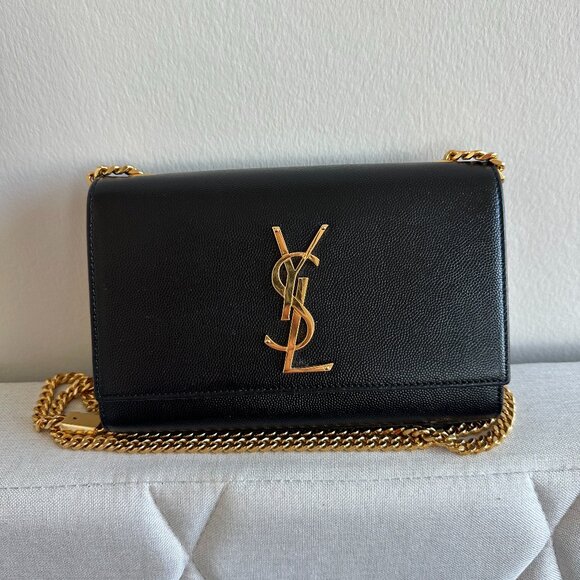 Saint Laurent Kate Small Leather Chain Bag in Black with Gold Hardware - Picture 1 of 2